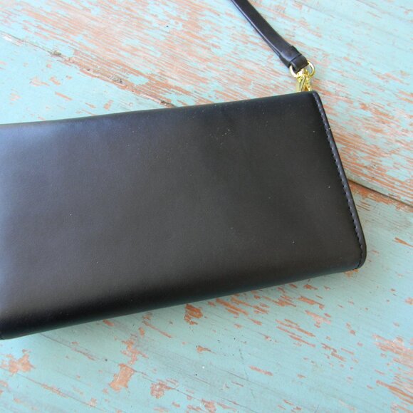 JOY & IMAN BLACK LEATHER CLASSIC CELL PHONE HOLDER/WALLET/WRISTLET - Picture 6 of 6